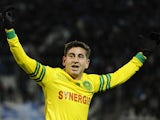 Nantes' Alejandro Bedoya celebrates after scoring the opening goal against Marseille during their Ligue 1 match on December 6, 2013