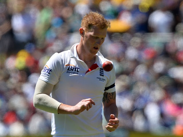 England's paceman Ben Stokes approaches his bowling mark against Australia during day two of the second Ashes Test cricket match in Adelaide on December 6, 2013