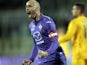 Fiorentina's Borja Valero celebrates after scoring his second goal against Hellas Verona during their Serie A match on December 2, 2013