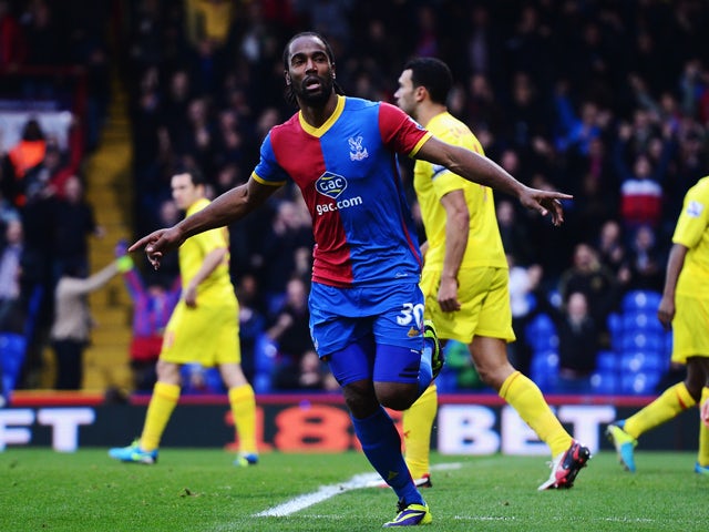 Cameron Jerome of Crystal Palace celebrates scoring during the Barclays Premier League match between Crystal Palace and Cardiff City at Selhurst Park on December 07, 2013