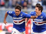 Sampdoria's Eder celebrates after scoring the opening goal against Calcio Catania during their Serie A match on December 8, 2013