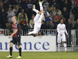 Monaco's French forward Emmanuel Riviere celebrates after scoring a goal during the French L1 football match between Nice and Monaco on December 3, 2013