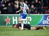 Toulouse's Jean Pascal Barraque scores a try against Connacht during their Heineken Cup match on December 8, 2013