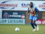 Jermaine Grandison of Shrewsbury Town in action during the npower League Two match between Shrewsbury Town and Northampton Town at the Greenhous Meadow on January 2, 2012