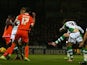 John Lundstram of Yeovil Town scores the opening goal during the Sky Bet Championship match between Yeovil Town and Blackpool at Huish Park on December 03, 2013