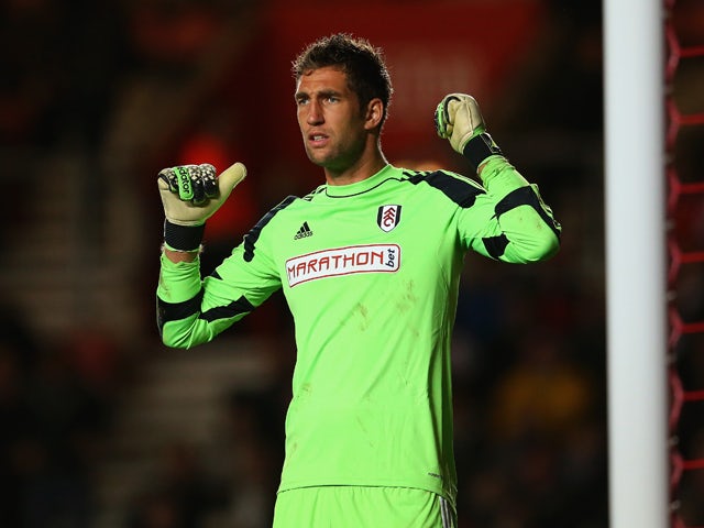 Maarten Stekelenburg of Fulham looks on during the Barclays Premier League match between Southampton and Fulham at St Mary's Stadium on October 26, 2013