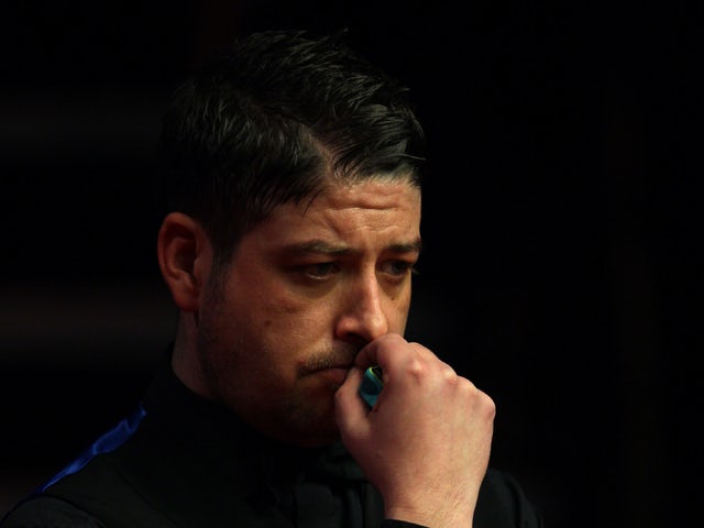 Matthew Stevens of Wales in action during his semi final match against Ronnie O'Sullivan of England during the Betfred.com World Championship at Crucible Theatre on May 5, 2012