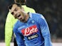 Napoli's forward Goran Pandev celebrates after scoring during the Italian Serie A football match SSC Napoli vs Udinese at San Paolo Stadium in Naples on December 7, 2013