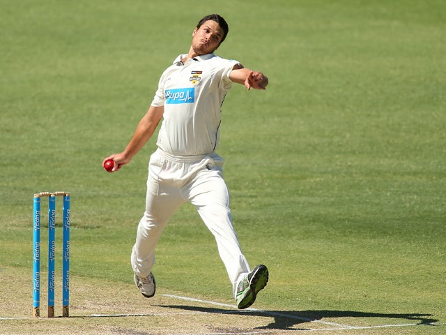 Nathan Coulter-Nile of the Warriors bowls during day two of the Sheffield Shield match between the Western Australia Warriors and the Victoria Bushrangers at the WACA on November 23, 2013