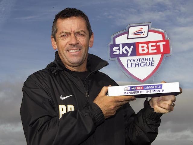 Southend United boss Phil Brown with his League Two Manager of the Month award on December 5, 2013