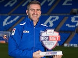 Tranmere Rovers' Ryan Lowe with his November Player of the Month on December 5, 2013