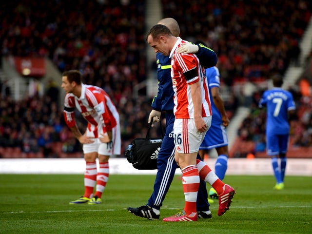Charlie Adam of Stoke is substituted in the first half during the Barclays Premier League match between Stoke City and Chelsea at Britannia Stadium on December 7, 2013
