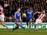 Stephen Ireland of Stoke scores their second goal during the Barclays Premier League match between Stoke City and Chelsea at Britannia Stadium on December 7, 2013