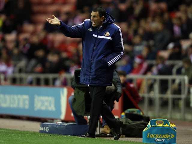 Manager of Sunderland Gus Poyet gestures during the Barclays Premier League match between Sunderland and Tottenham Hotspur at the Stadium of Light on December 7, 2013
