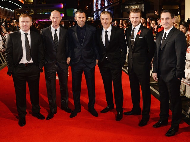 Paul Scholes, Nicky Butt, Ryan Giggs, Phil Neville, David Beckham and Gary Neville attend the World premiere of 'The Class of 92' at Odeon West End on December 1, 2013