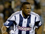 Victor Anichebe of West Bromwich Albion in action during the Barclays Premier League match between West Bromwich Albion and Manchester City at The Hawthorns on December 4, 2013