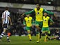 Norwich player Leroy Fer celebrates after scoring the second goal during the Barclays Premier League match between West Bromwich Albion and Norwich City at The Hawthorns on December 7, 2013