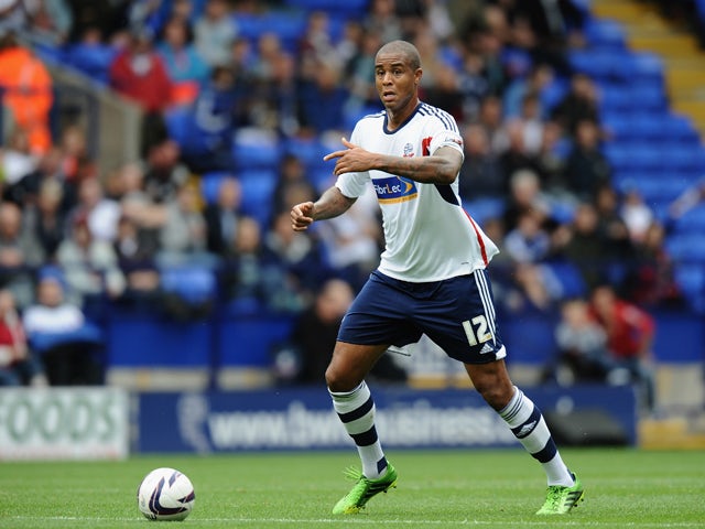 Zat Knight of Bolton Wanderers during the Sky Bet Championship match between Bolton Wanderers and Queens Park Rangers at Reebok Stadium on August 24, 2013