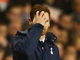 Andre Villas-Boas manager of Tottenham Hotspur looks through his hands during the Barclays Premier League match between Tottenham Hotspur and Liverpool on December 15, 2013
