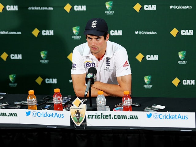 Alastair Cook of England speaks to the media during a press conference at the end of day five of the Second Ashes Test Match between Australia and England at Adelaide Oval on December 9, 2013