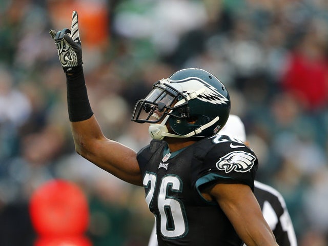 Cornerback Cary Williams #26 of the Philadelphia Eagles reacts after making an interception intended for wide receiver Andre Roberts #12 of the Arizona Cardinals in the third quarter during a game at Lincoln Financial Field on December 1, 2013