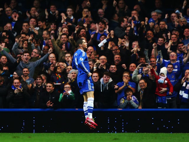 Fernando Torres of Chelsea celebrates scoring during the Barclays Premier League match between Chelsea and Crystal Palace at Stamford Bridge on December 14, 2013
