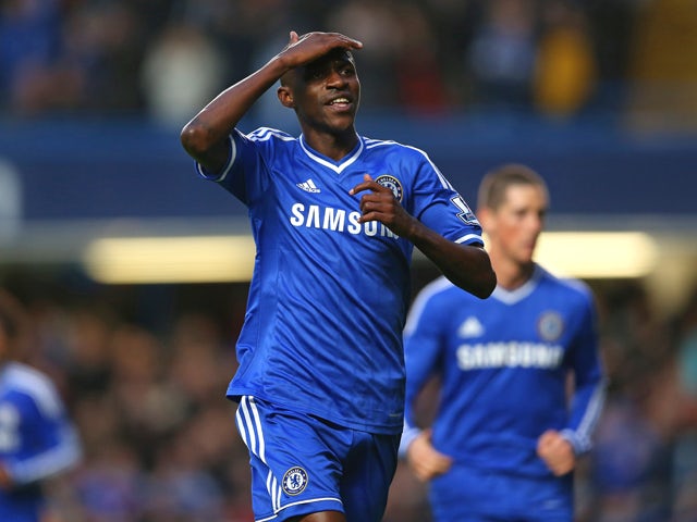 Ramires of Chelsea celebrates scoring their second goal during the Barclays Premier League match between Chelsea and Crystal Palace at Stamford Bridge on December 14, 2013
