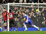 Chelsea's English midfielder Frank Lampard celebrates scoring a penalty goal during their English Premier League football match against Manchester City at Stamford Bridge in London, on December 12, 2011