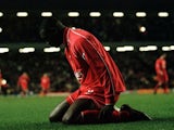 Liverpool striker Emile Heskey reacts to missing a chance against Ipswich Town on December 10, 2000.