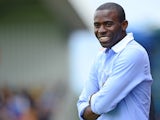 Fabrice Muamba, manager of World Refugee Internally Displaced Persons (IDP) XI looks on during the charity football match between Arsenal Legends XI and World Refugee Internally Displaced Persons (IDP) XI at Underhill Stadium on June 23, 2013