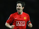 Gary Neville in action for Manchester United on January 11, 2009.