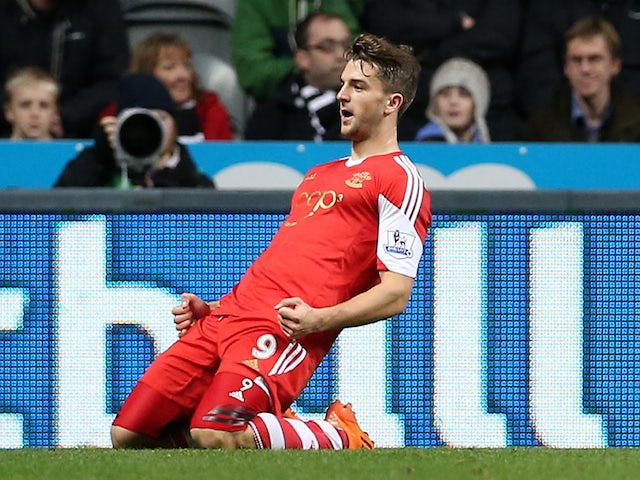 Southampton's English striker Jay Rodriguez celebrates scoring his team's first goal during the English Premier League football match against Newcastle United on December 14, 2013