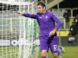 Fiorentina's Joaquin celebrates after scoring his team's opening goal against Dnipro during their Europa League group match on December 12, 2013