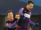 Austria Wien forward Philipp Hosiner celebrates with Marko Stankovic after scoring during the UEFA Champions League group G football match against Zenit on December 11, 2013