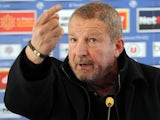 New coach of the French L1 football club of Montpellier (MHSC) Rolland Courbis gestures during a press conference on December 9, 2013