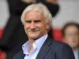 Rudi Voller Director of Sport of Bayer Leverkusen in the stands during the pre season friendly match between Liverpool and Bayer Leverkusen at Anfield on August 12, 2012