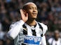 Newcastle United's French striker Yoan Gouffran celebrates scoring the opening goal during the English Premier League football match between Newcastle United and Southampton at St James' Park on December 14, 2013