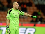 Christian Abbiati of AC Milan reacts during the Serie A match between AC Milan and Genoa CFC at Stadio Giuseppe Meazza on November 23, 2013 