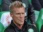 Celtic number two Johan Mjallby in the dugout on August 3, 2013