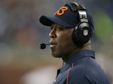 Chicago Bears head coach Lovie Smith watches the action during the game against the Detroit Lions at Ford Field on December 30, 2012 