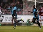 Kortney Hause of Wycombe Wanderers celebrates after scoring his sides second goal during the Sky Bet League Two match between Northampton Town and Wycombe Wanderers at Sixfields Stadium on December 21, 2013