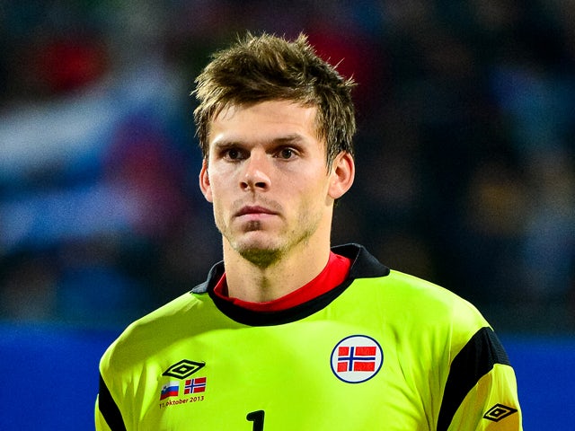 Norway's goalkeeper Rune Almenning Jarstein looks on during the World Cup 2014 qualifying football match between Slovenia and Norway in Maribor, Slovenia on October 11, 2013