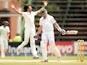 Indian bowler Ishant Sharma celebrates the wicket of South Africa's Dale Steyn on the third day of the first test between South Africa and India in Johannesburg at the Wanderers Stadium on December 20, 2013