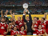 The British & Irish Lions celebrate their victory in Australia on July 06, 2013.