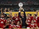 The British & Irish Lions celebrate their victory in Australia on July 06, 2013.