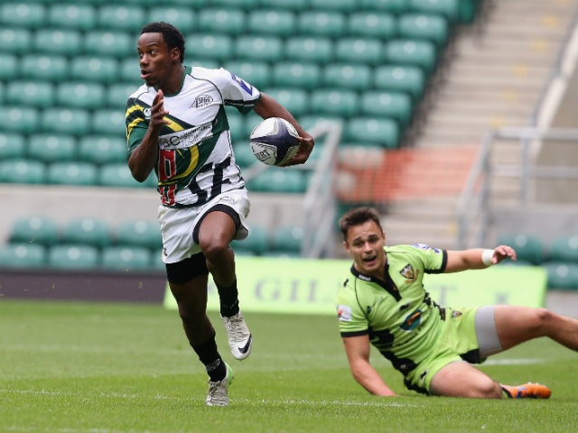 Carlin Isles of San Francisco scores a try against Northampton Saints during the World Club 7's at Twickenham Stadium on August 17, 2013