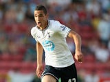 Nabil Bentaleb of Tottenham Hotspur in action during the pre season friendly between Tottenham Hotspur and Swindon Town at the County Ground on July 16, 2013