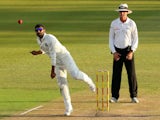 India's Ravindra Jadeja bowls during Day 2 of the second Sunfoil Series Cricket Test match between India and South Africa at the SAHARA Stadium Kingsmead in Durban on December 27, 2013
