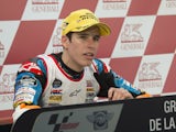 Alex Marquez of Spain and Estrella Galicia 0,0 speaks during the press conference and celebrates the Moto3 Championship at the end of the Moto3 race during the MotoGP of Valencia - Race at Ricardo Tormo Circuit on November 9, 2014