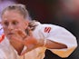 Israel's Alice Schlesinger (white) competes with Austria's Hilde Drexler (blue) during their women's -63kg judo contest match of the London 2012 Olympic Games on July 31, 2012 